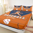 thumbnail image 3 of Homewish Boys Ball Game Full Size Sheets,Baseball Sport Bed Sheets,Orange White Blue Sheet Sets For Boys Kids,Super Cozy Room Decor,4-Piece, 3 of 7