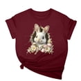 thumbnail image 1 of Tops de Cuello Alto para las Mujeres Amante Impreso Camiseta Cuello Redondo Manga Corta, Poliéster Spandex, 1 of 7