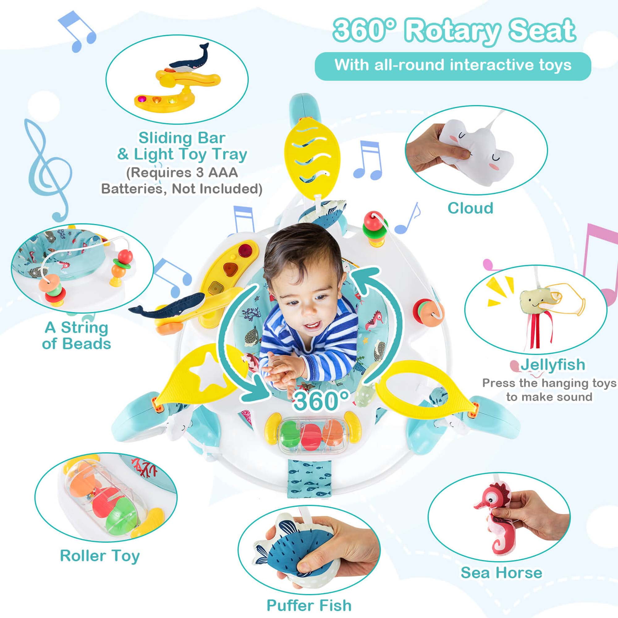 Costway Baby Stationary Activity Center Infant Jumper with Removable Foot Pad Navy
