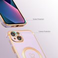thumbnail image 3 of Magnetic Case for iPhone 14 Case 6.1 inch [Compatible with MagSafe] Cute Plating Love Hearts Pattern Case with Camera Protection,Soft Shockproof TPU Bumper Cover for Women Girls,Light Purple, 3 of 12