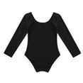 thumbnail image 4 of Runhomal Kids Girls Long Sleeves Round Neck Plain Ballet Dance Leotard Gymnastics Exercise Yoga Black 10, 4 of 7