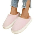 thumbnail image 5 of Women Slippers Non-Slip Flat Heel Closed Toe Slip-on House Warm Shoes Women's Fashion Casual Home Indoor Outdoor Plus Velvet Warm SlippersPink 8.5, 5 of 10