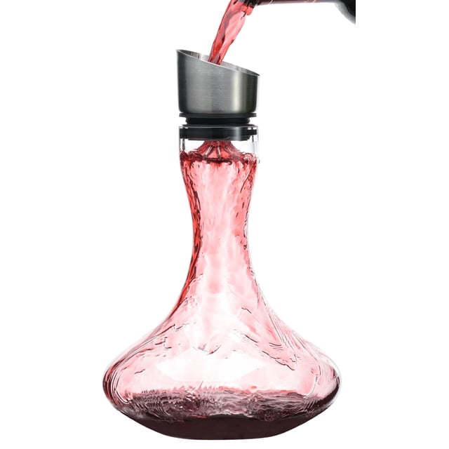 Decantador de vino Wlasss soplado a mano de 1300 ml con aireador y filtro