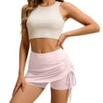 thumbnail image 5 of Women's Skirts High Waist Ruched Anti Chafing Sports Tennis Running Workout Yoga Mini Skirt Light Pink M, 5 of 6