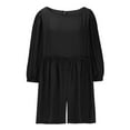 thumbnail image 5 of aidice Summer Womens Rompers Round Neck Long Sleeve Ruffle Keyhole Button Ruched Casual Shorts Jumpsuits, 5 of 5