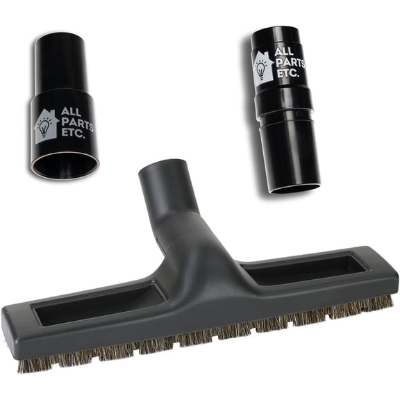 Vacuum Floor Brush Attachment, 12 Inch Brush for 1.25” Vacuum Accessories with Two Adapters for 1 3/8” & 1.5" Compatibility with Shop Vac, Shark, Miele, Bissell, Nutone, & Central Vacs