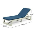 thumbnail image 2 of Tina Outdoor Acacia Wood Chaise Lounge and Cushion Set, Light Gray and Blue, 2 of 12