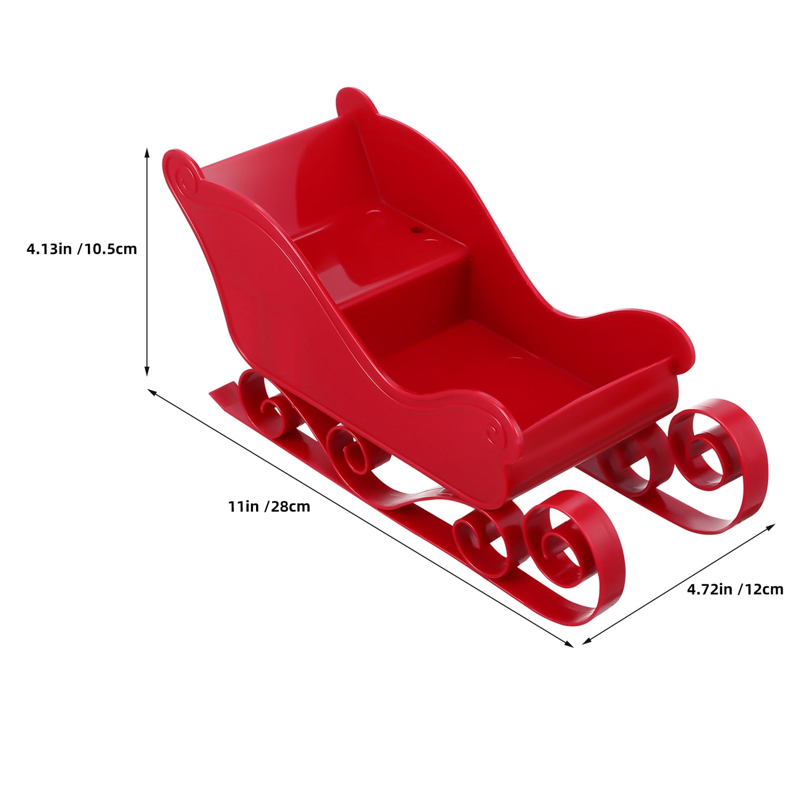 OUNONA 4-Piece Red Holiday Sleigh Decorations for Christmas Party Table Centerpiece and Festive Stocking Stuffers