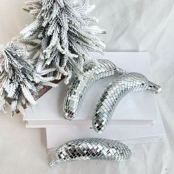 Riforla Bananas Disco Handmade Disco Banana Home Table Decor Banana Shape Room Decoration Desktop Ornament Silver 9x17cm