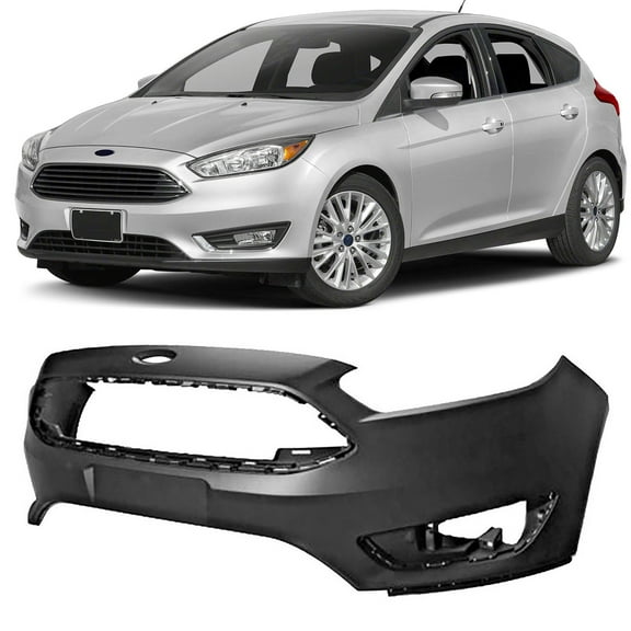 Unpainted Front Bumper Cover Fit for Ford Focus 2015 2016 2017 2018, 15-18 Focus Bumper Cover