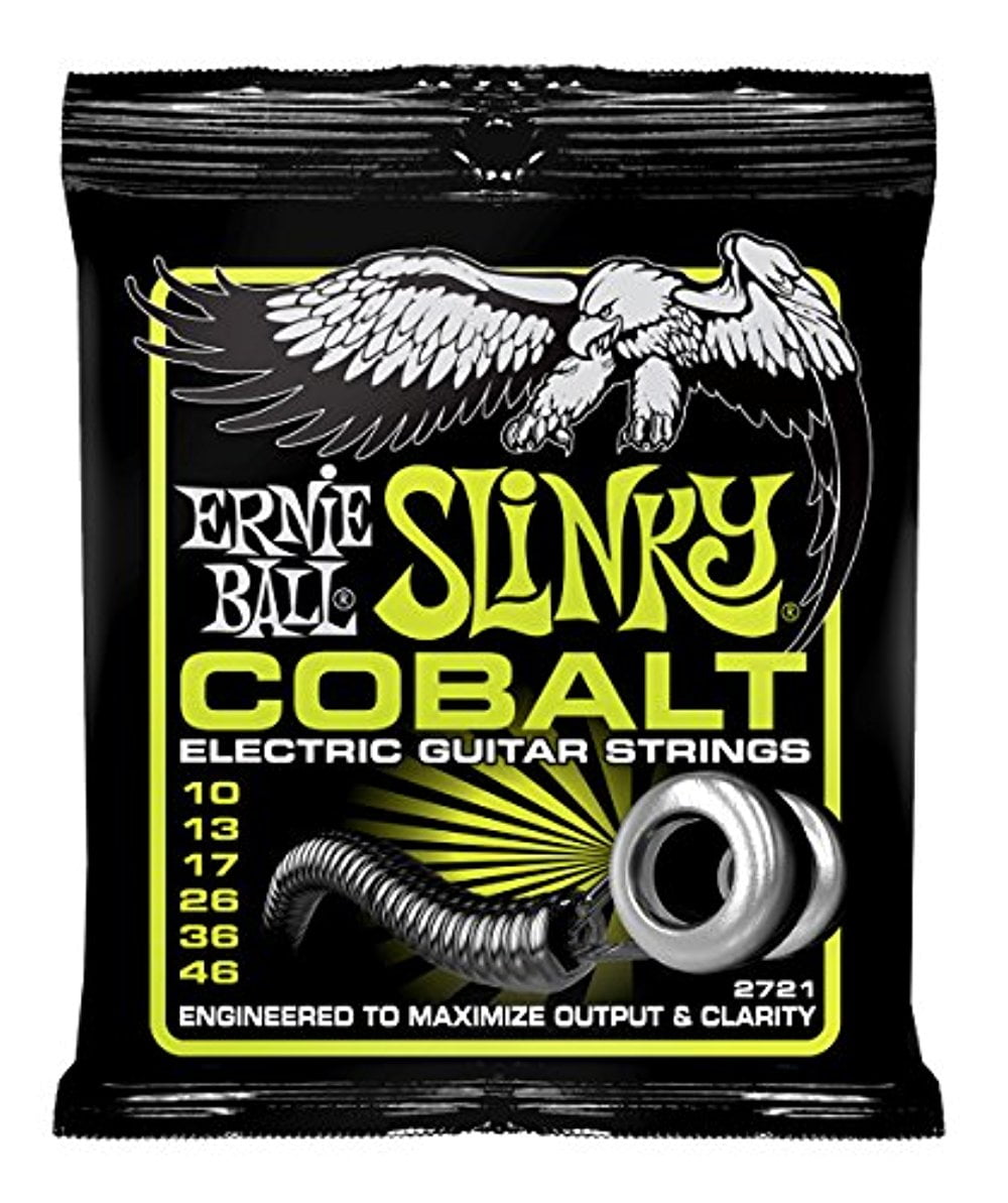 (3 pack) Ernie Ball Electric Guitar Strings with Thumb Picks, Cobalt Regular Slinky Set, .010-.046 Gauge