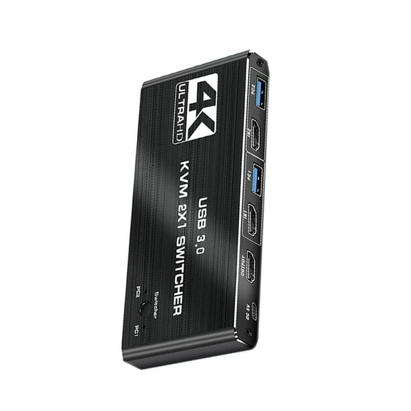 Aluminum Alloy HDMI KVM Switch 4K/60Hz Resolution, USB 3.0 Ports for Peripheral Sharing for Multimedia Environments