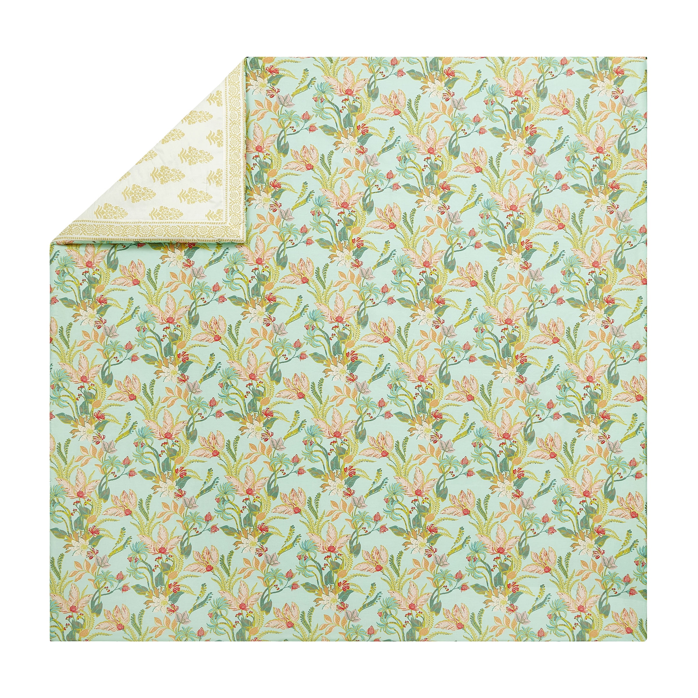 Spartina 449 Queenie Tropical 3-Piece Cotton Sateen Comforter Set, Seafoam Green, King