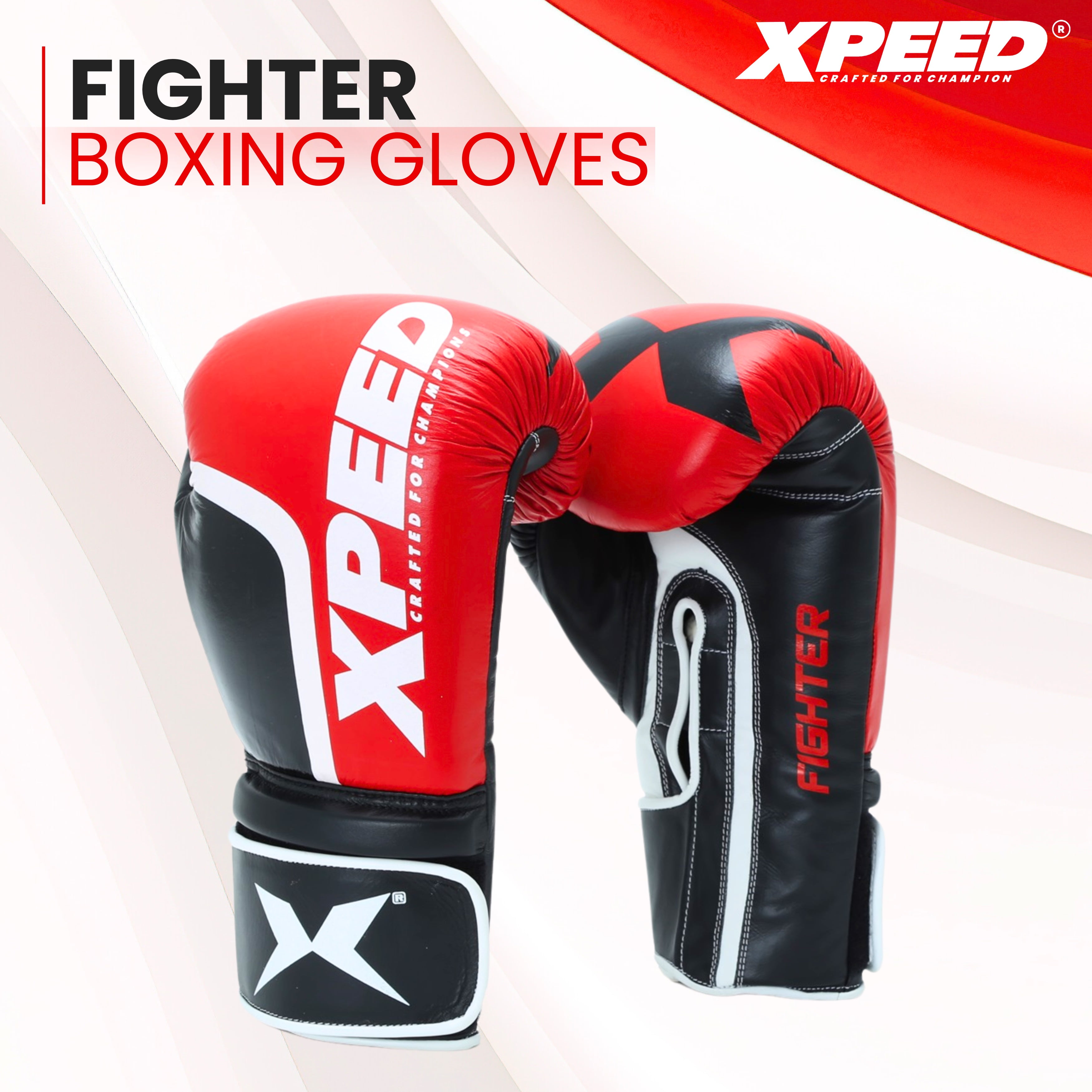 Xpeed Fighter Boxing Gloves Red / Black 10oz