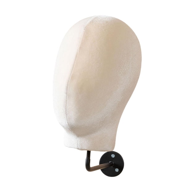 Cabeza de maniquí de montaje en pared, modelo de exhibición de pelucas, perchero para sombreros, almacenamiento de pelucas terciopelo beige