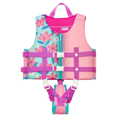 Gogokids Kids Swim Vest Toddlers Floaties Life Jacket with Adjustable Safety Strap for Boys Girls Swimming Beach Water Sport Learning, 22-28 lbs/2-3 years, Pink