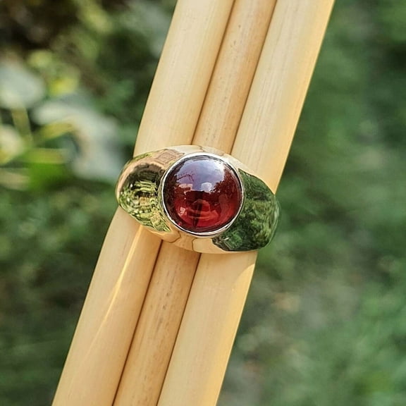 Natural Garnet Ring, 925 Solid Sterling Silver Ring, Signet Ring, Statement Ring, Gemstone Ring, Stone Silver Ring, Gift Ring, Men's Ring