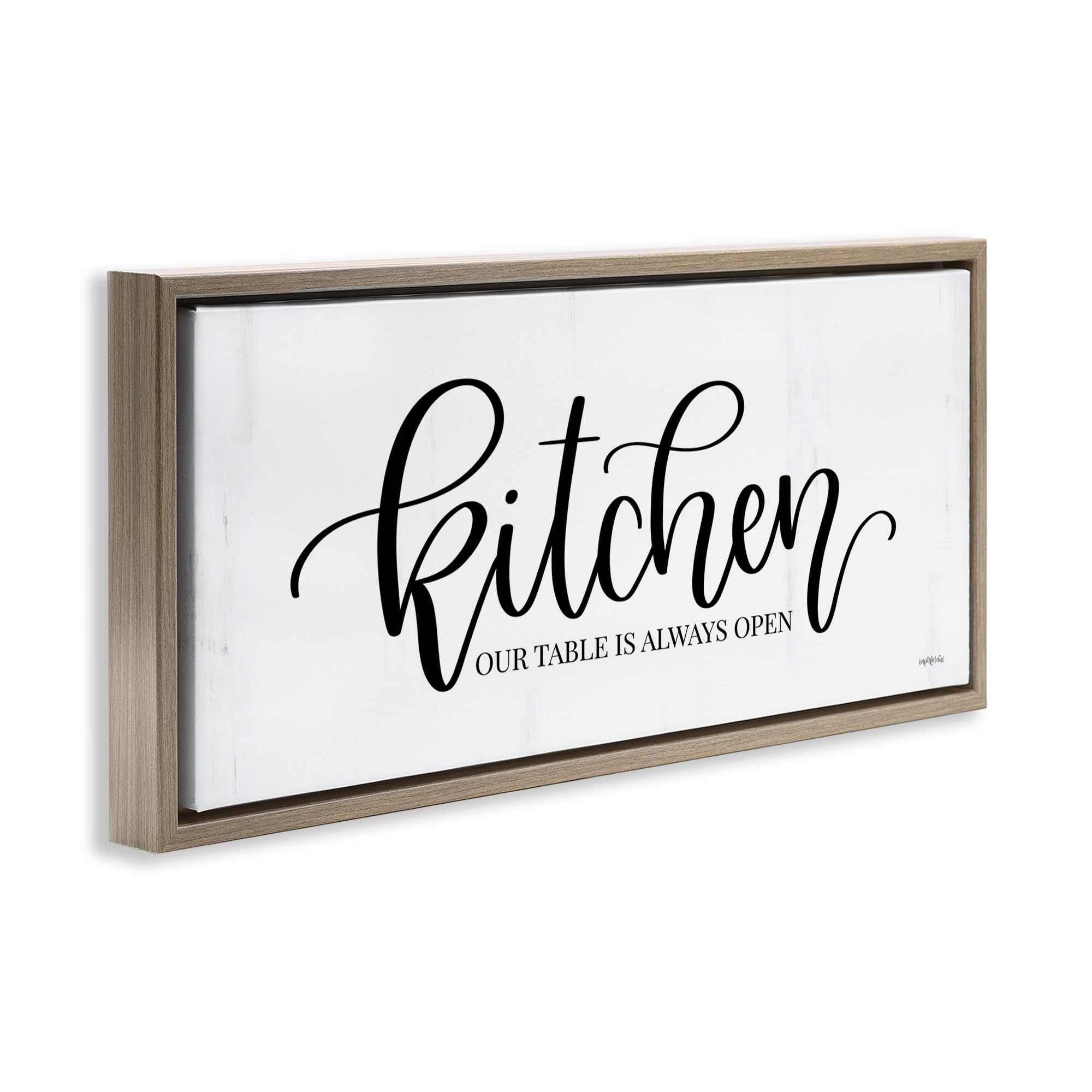Stupell Industries Kitchen Always Open Typography Painting Brown Floater Framed Art Print Wall Art, 31 x 14