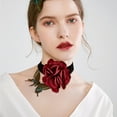 thumbnail image 5 of 1 Set Gothic Cloth Flower Cord Bracelet & Choker Necklace Velvet Jewelry Set for Women Dark Red 7~7-3/8 inch(17.7~18.7cm) 13.31~13.46 inch(33.8~34.2cm) 2Pcs/set, 5 of 6