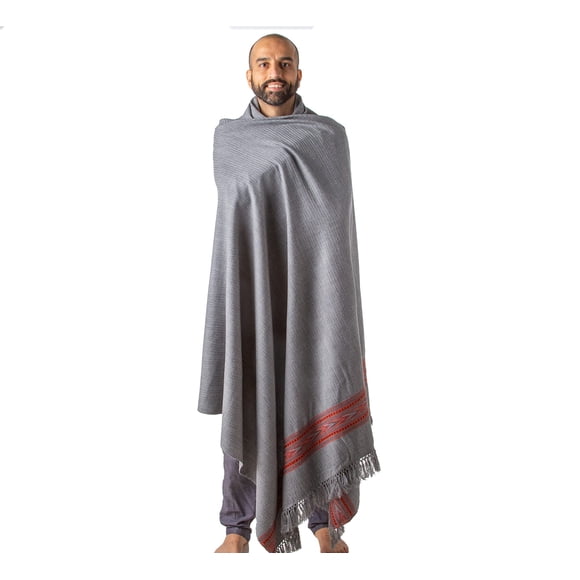 Châle de Méditation par Om Shanti Crafts Châle de Prière pour Méditation Quotidienne, Unisexe (Gris Foncé)