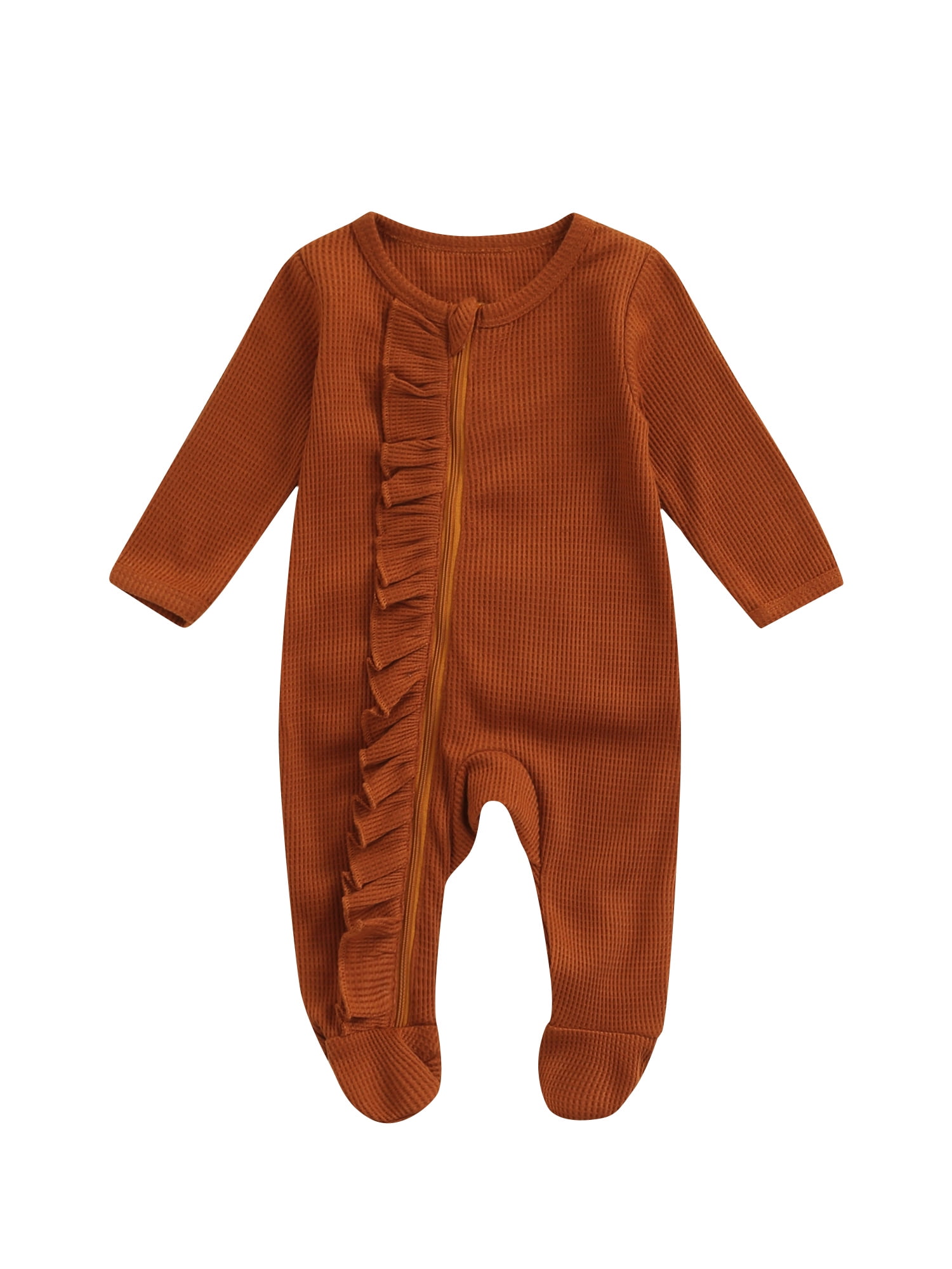 Newborn Infant Baby Girl Romper Onesie Footed Pajamas Ruffle Jumpsuit