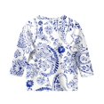 thumbnail image 4 of TQWQT 3/4 Sleeve Shirts for Girls Fall Trendy Floral Shirts Size 10-12 Shirt Cute Kids Crew Neck Tee Shirts Girls Tops Tween Girls Clothes Sky Blue 11-12 Years, 4 of 4
