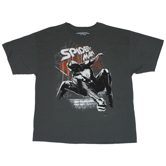 Spider-man Marvel Comics Mens T-Shirt - Amazing Swinging In Splatter Glowing Pic (Small)