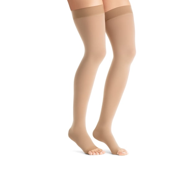 Jobst Opaque Open Toe Maternity Thigh Highs w/Top Band - 15-20 mmHg Black Small