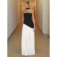 thumbnail image 4 of Strapless Halter Drop Waist Bridesmaid Dresses for Women with Scarf Split Formal Evening Black L, 4 of 7
