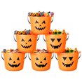 thumbnail image 3 of Cabilock 6 unids Halloween Truco o Trate Calabaza Bucket Bucket Candy Holder Papa Partido Favor Favor With Handing Party Supplies (Orange), 3 of 7