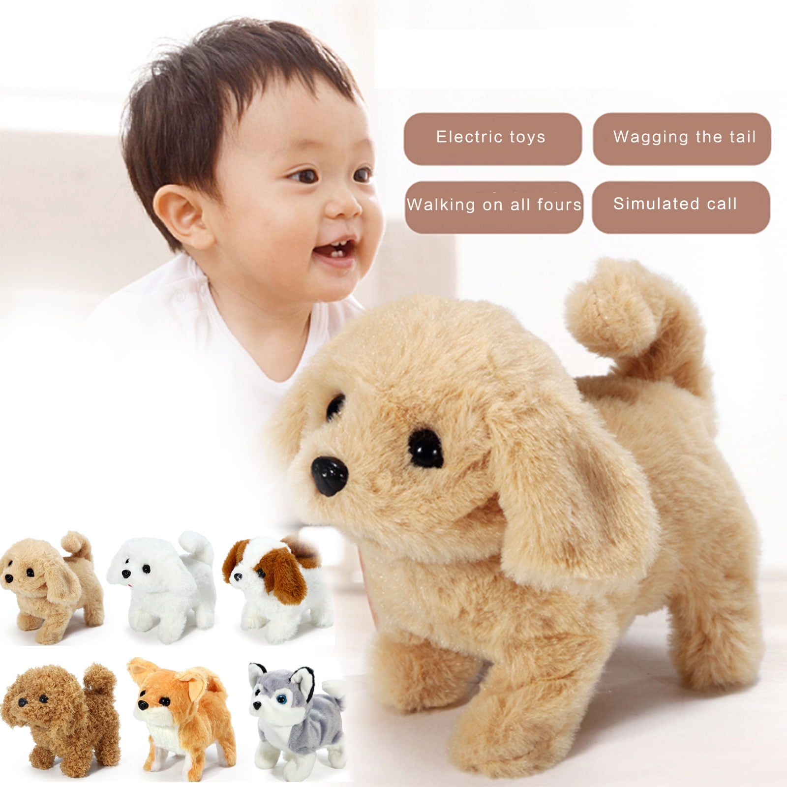 Kids Cute Puppy Plush Walking Barking Waging Tail Retriever Puppy
