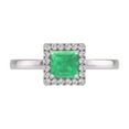 thumbnail image 2 of Round and Princess Cut Natural Emerald Gemstone Ring in 14K White Gold (Size: 8), 2 of 6