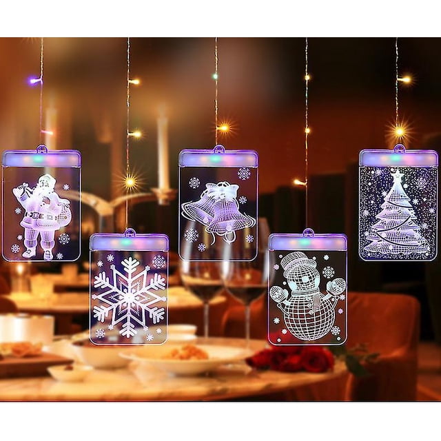 Luces de cortina 3d de cadena de luces de decoración navideña, blanco cálido USB