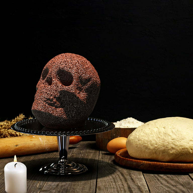 JETKONG Extra Large Silicone Skull Cake Mold Haunted Skull Baking Cake Pan  for Halloween and Birthday Party
