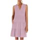 thumbnail image 1 of Vestidos de Manga Corta Casual para las Mujeres V Cuello Ruffle Mini Túnica, Sexy Elegante Vestido de Fiesta Del Club para las Vacaciones, Mezcla de Poliéster de Color Sólido, 1 of 9