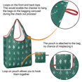 thumbnail image 4 of 5 Pack Foldable Shopping Bag,Green Christmas Tree and Snow Pattern Reusable Grocery Bags with Pockets,Large Reusable Tote Bags with Handles Waterproof & Lightweight, 4 of 6