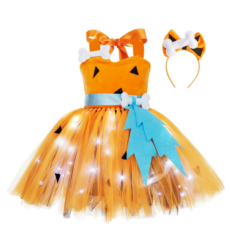 Odeerbi Toddler Girls Halloween Tulle Skirt Set LED Light Up Dress