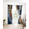 thumbnail image 3 of Gold Blue Leaf Blackout Curtains for Bedroom/Living Room, Thermal Insulated Kitchen Curtains, Contemporary Minimalist Aesthetics Art Grommet Darkening Window Treatment Drapes 42"x63"x2, 3 of 8