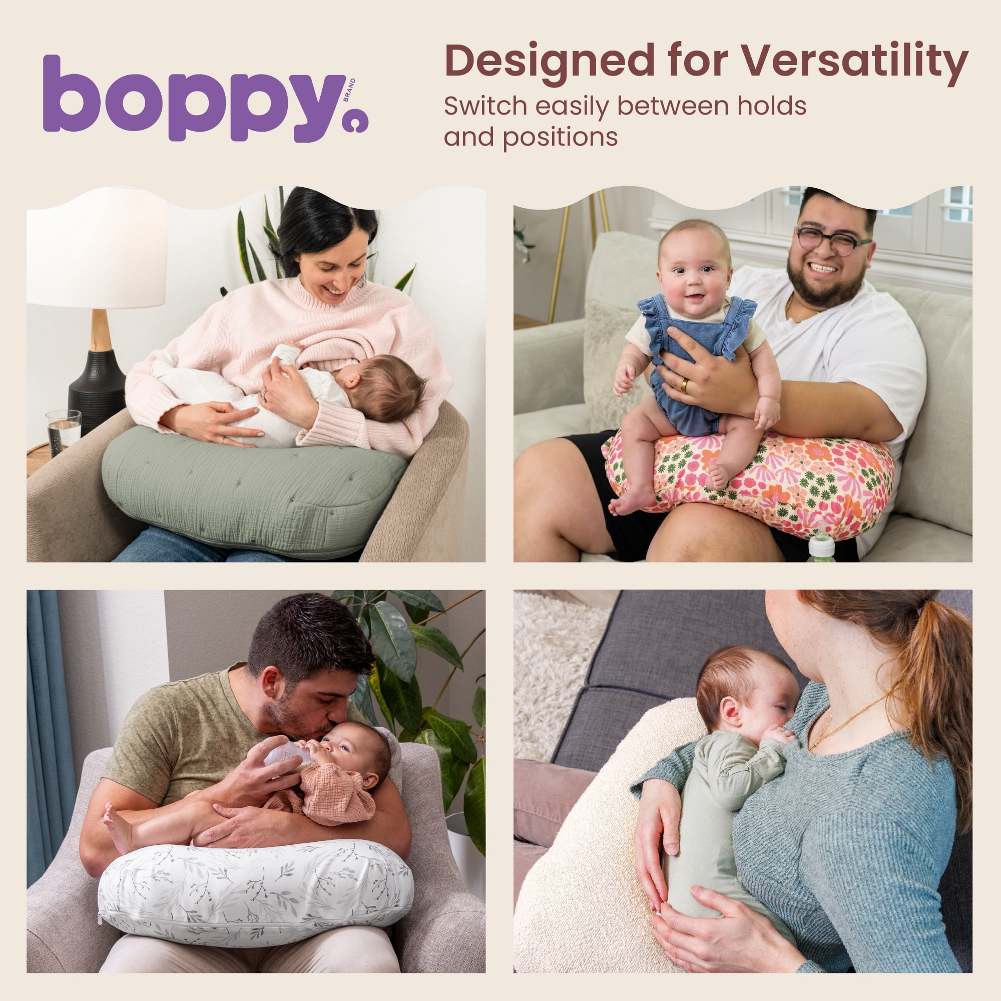 Boppy Nursing Pillow Luxe - Ergonomic Bottle & Breastfeeding Pillow with High Lift & Firm Support - Water-Resistant with Washable Cotton Muslin Cover - Baby Safety Alliance Verified - Sea Green