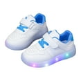 thumbnail image 2 of XIMIN Toddler Sole Rubber Glitter Sneakers LED Light Up Shoes with Adjustable Hook & Loop No Lace Flat Walking Sport Shoes Baby Boys Girls Cute Breathable Shoes, 2 of 8