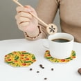 thumbnail image 3 of Leather Coasters with Heat-resistant for Drinks, colorful vegetables -标题2 Octagon, 3 of 5