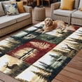 thumbnail image 2 of Fsddascl Forest Reindeer Outdoor Rug for Patio/Deck/Porch, Non-Slip Large Area Rug 4 x 6 Ft, Country Rustic Green Red Patchwork Indoor Outdoor Rugs Washable Area Rugs, Reversible Camping Rug Carpet, 2 of 5