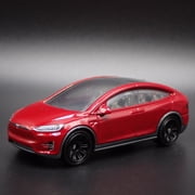 Open Box 2016-2025 TESLA MODEL X SUV RED 164 SCALE COLLECTIBLE DIORAMA DIECAST MODEL CAR