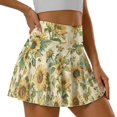 thumbnail image 2 of SEANATIVE Tennis Skirts for Women with 2 Inner Pockets Pleated Gym Workout Skort Built-in Shorts High Waisted Running Training Skort Activewear, M, Sunflower Retro Beige, 2 of 7
