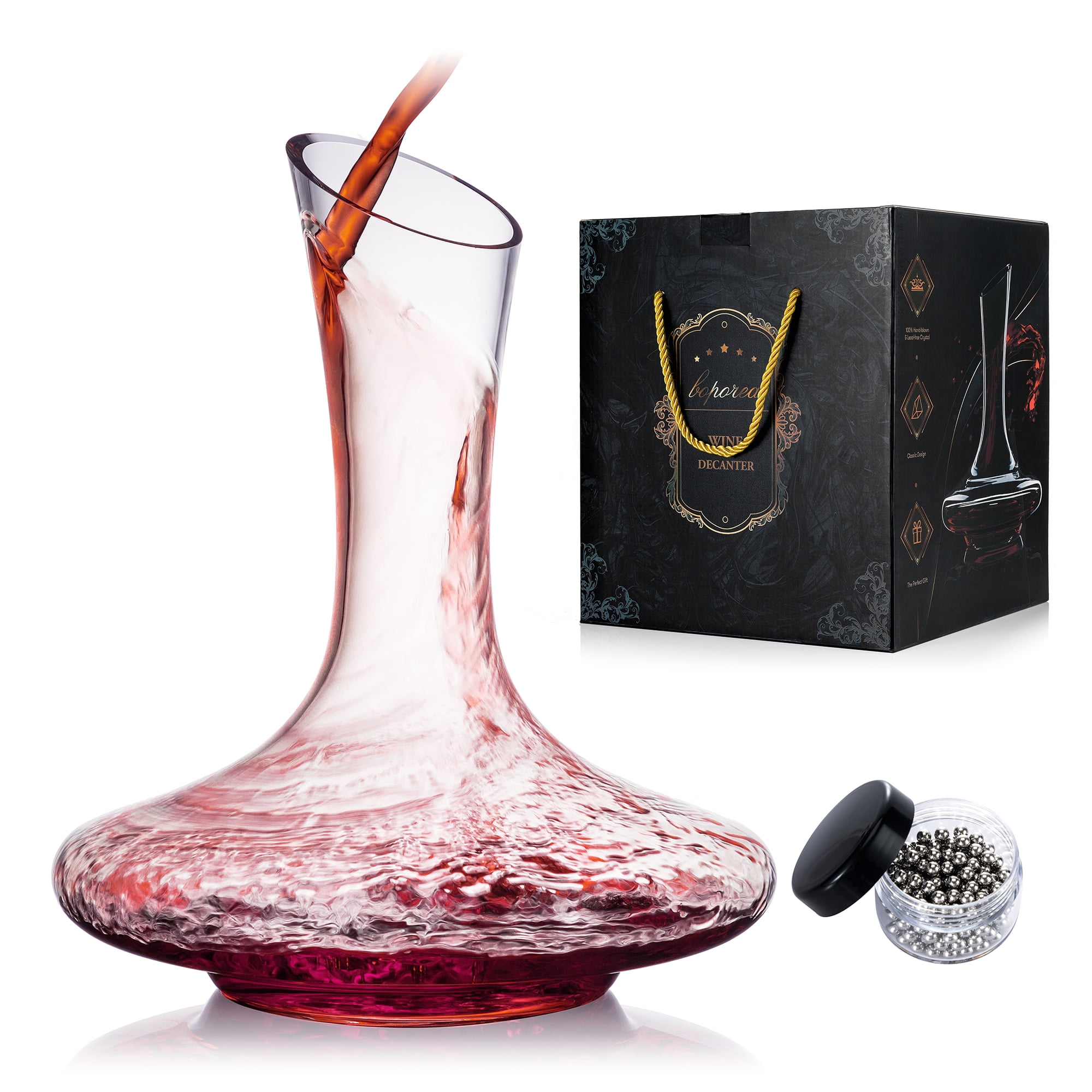 Wine Accessories Wine Gift 1200ml Red Wine Carafe KOIOS Wine Decanter-100% Hand Blown Lead-Free crystal Glass Wine Decanter 