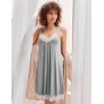 thumbnail image 4 of Ekouaer Women's Nightgown V-neck Chemise Sleepwear Lace Nightwear Soft Lingerie for Women Pat3 L, 4 of 6