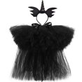 thumbnail image 3 of Falda de tul negra con cola para niñas, para fiesta de carnaval, faldas de tul esponjosas para niñas, disfraz de unicornio de Halloween para niños, conjunto de tutús para bebés pequeños, 3 of 5