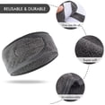 thumbnail image 4 of Banda para el cabello de microfibra para mujer, banda para el cabello lavable para el cuidado de la cara, banda ajustable con cinta mágica para baño, desmaquillaje y deporte, gris oscuro, paquete de 5, 4 of 5