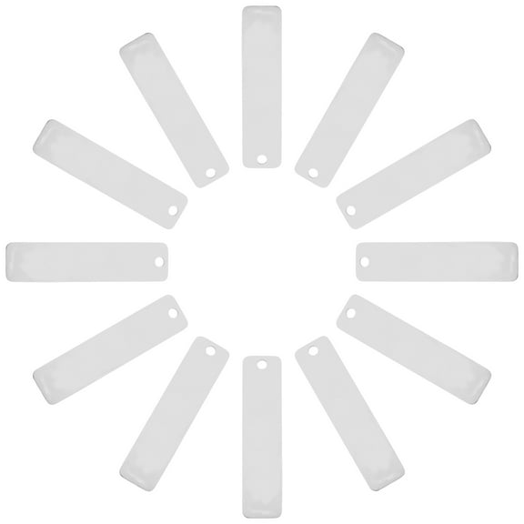 Raindrops  12 PCS Rectangle Blank Tags Engravable Metal Keychain Blanks Silver