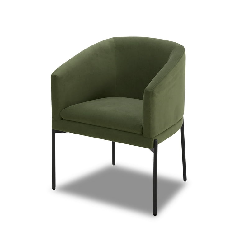 Better Homes Gardens Wyatt Velvet Dining Chairs 2 Pack Olive Comfortable Elegant with Sturdy Metal Legs